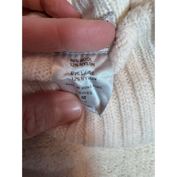 SKYR Women's Vintage Wool Cream Funnel Neck Pull Over Sweater Size M - Picture 6 of 11